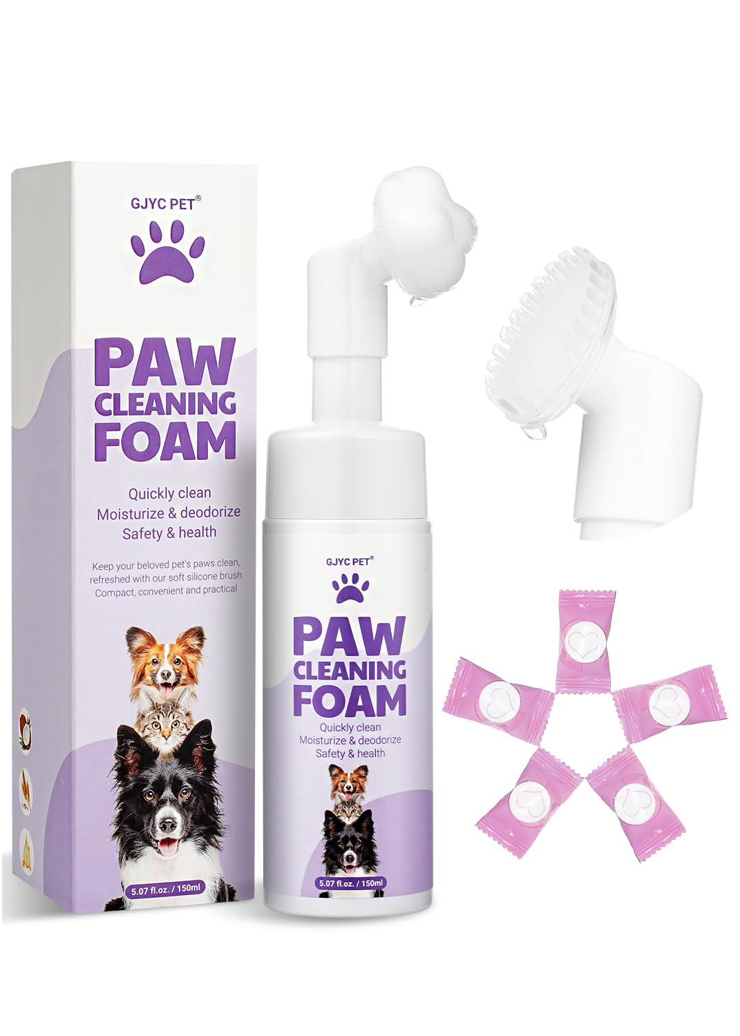 No-Rinse Paw Cleaner Foam with Silicone Scrubber